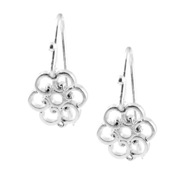 Aretes flor plata.
